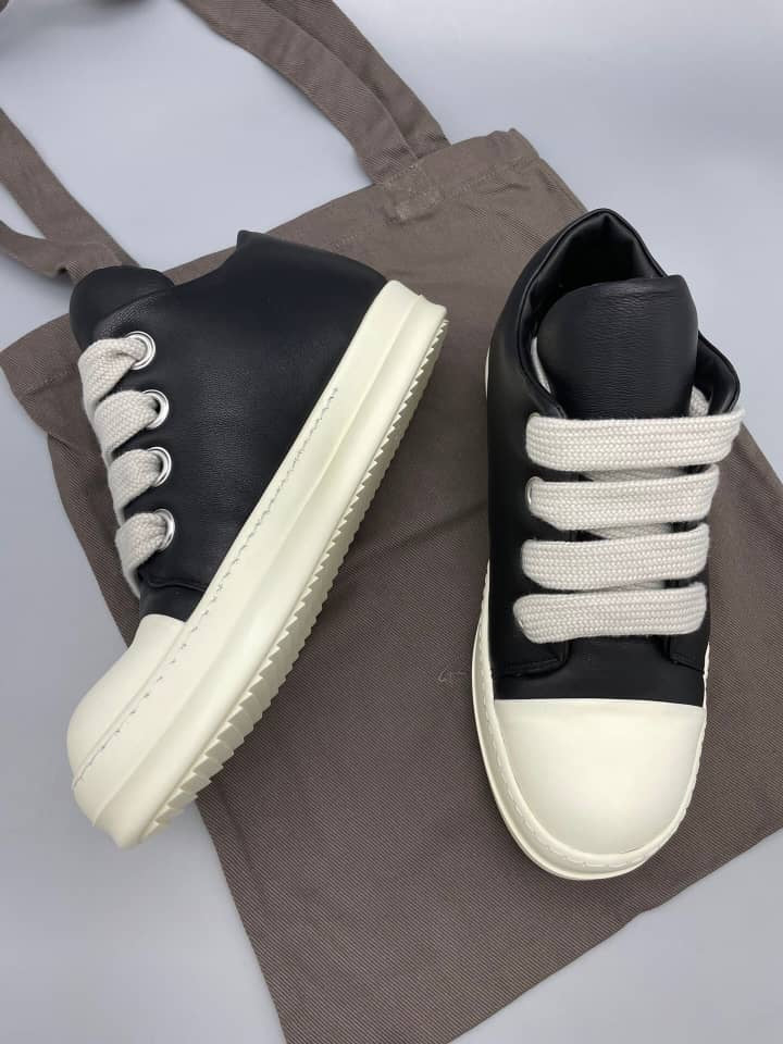 Rick Owens Black Hollywood Jumbolace Low Sneaks Sneakers